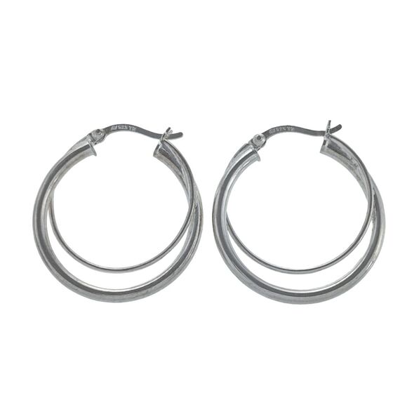 Vintage AV Thailand Sterling Silver 925 Interlocking 3.1cm Double Hoop Earrings - Picture 2 of 6